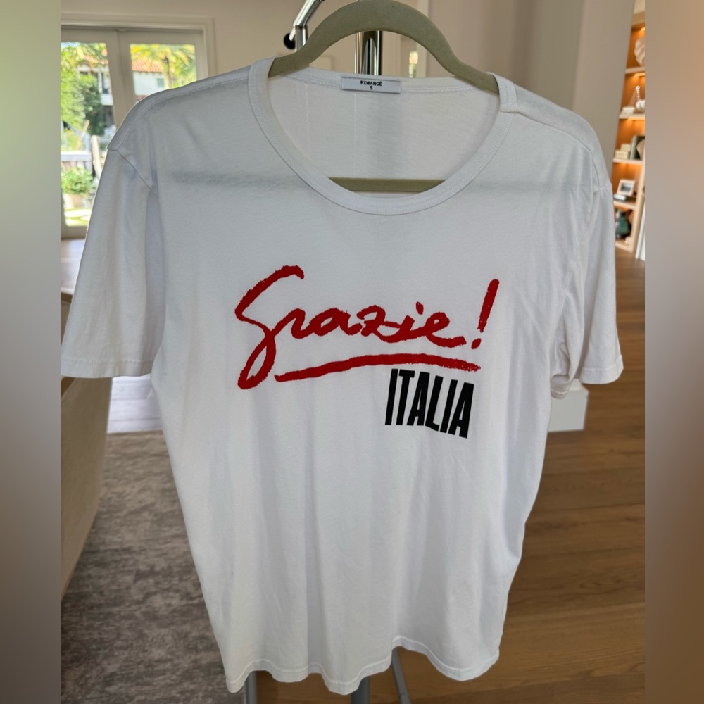 Rxmance Women’s White Tee with Red Grazie Print